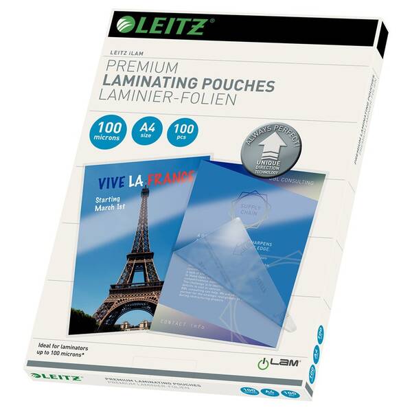 Laminovací kapsy Leitz A4 se směrovací technologií, 100 mic, 100 ks 

