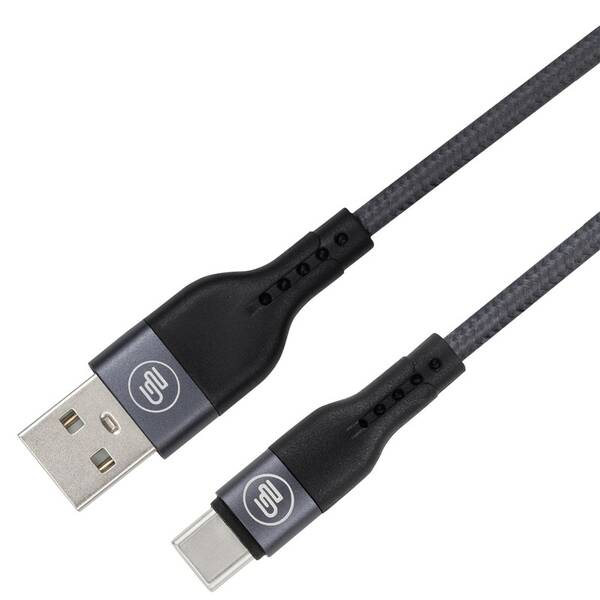 Kabel GoGEN USB-A / USB-C, 1m, opletený, zkumavka grafitový

