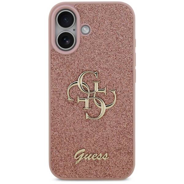 Kryt na mobil Guess PU Fixed Glitter 4G Metal Logo na Apple iPhone 17 růžový


