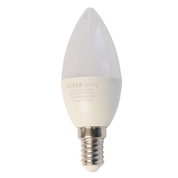 Žárovka LED Tesla Lightning svíčka, E14, 6W, teplá bílá 

