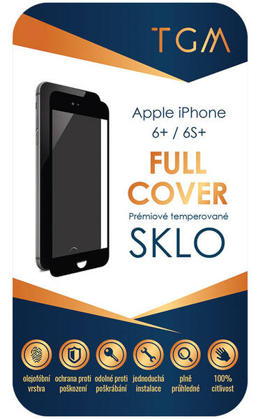 Tvrzené sklo TGM Full Cover na Apple iPhone 6/ 6S černé

