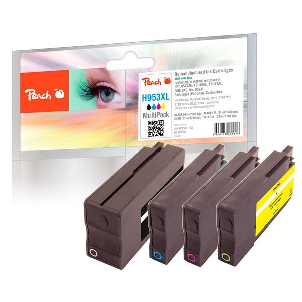 Inkoustová náplň Peach HP 953XL, MultiPac, 1x59, 3x27 ml vícebarevná

