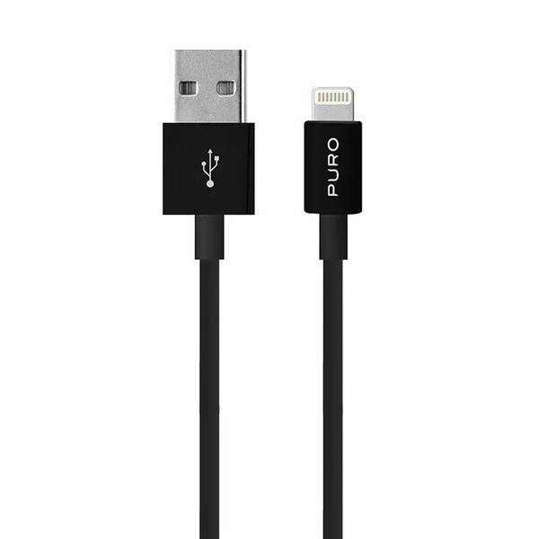 Kabel Puro Plain Lightning/USB-A 12 W, 1 m černý

