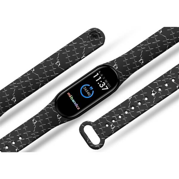 Řemínek Mi-Band na Xiaomi Mi Band 3/4 - motiv Horalovo srdce, černý 

