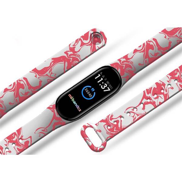 Řemínek Mi-Band na Xiaomi Mi Band 3/4 - motiv Červená skvrna od oleje, bílý 

