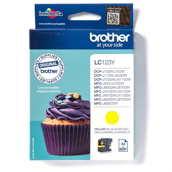 Inkoustová náplň Brother LC-123Y, 600 stran žlutá

