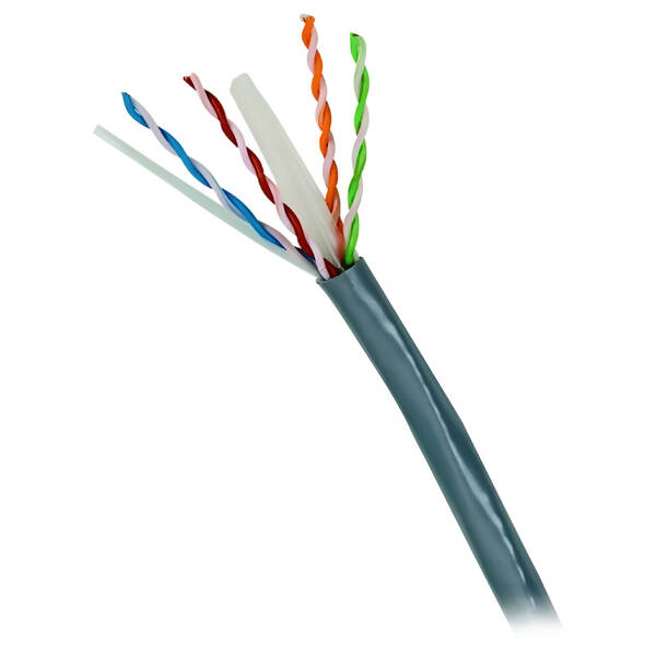 Kabel DATACOM UTP Cat.6, drát 100m šedý

