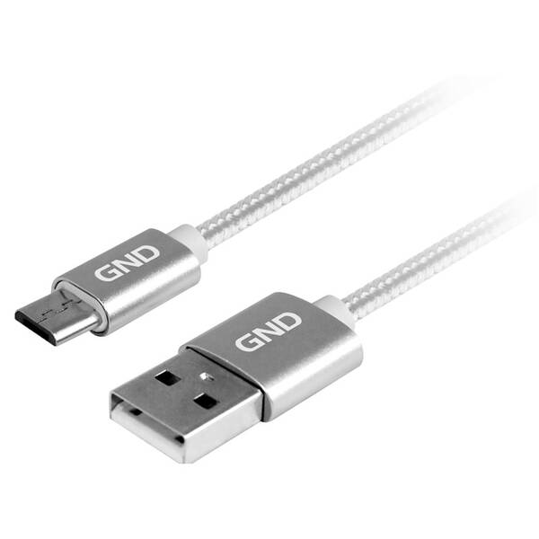 Kabel GND USB / micro USB, 1m, opletený titanium

