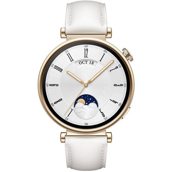 Chytré hodinky Huawei Watch GT 4 41mm - Gold + White Leather Strap 

