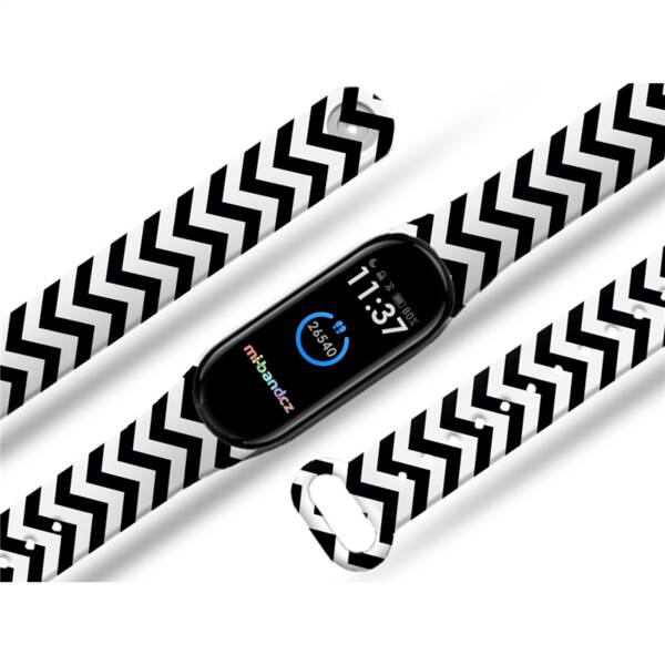 Řemínek Mi-Band na Xiaomi Mi Band 3/4 - motiv Cikcak pruhy, bílý 

