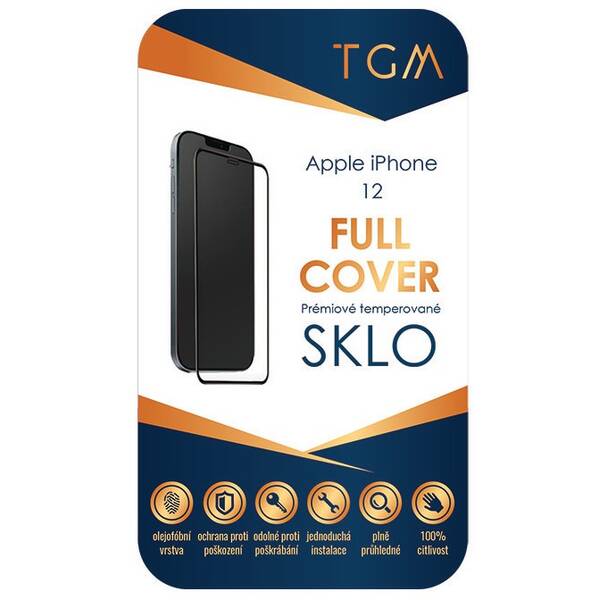 Tvrzené sklo TGM Full Cover na Apple iPhone 12 Mini černé

