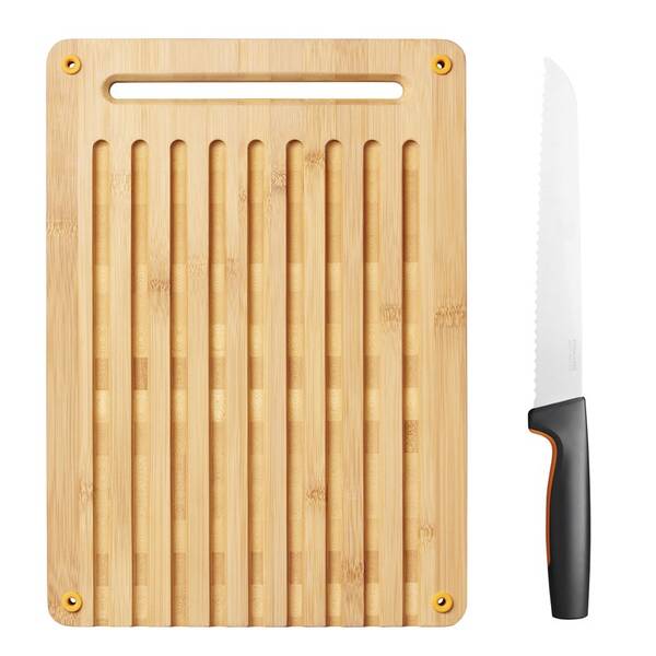 Kuchyňské prkénko Fiskars + nůž na pečivo 

