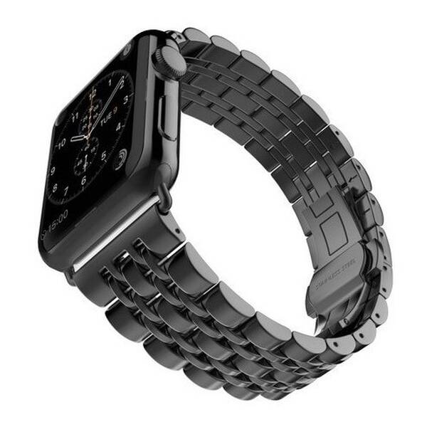 Řemínek WG klasik, kovový, na Apple Watch 42/44/45/49 mm + adapter černý

