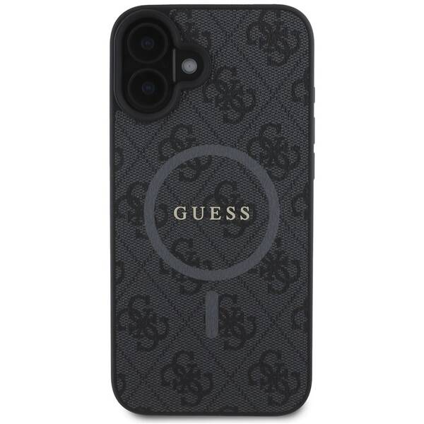 Kryt na mobil Guess PU Leather 4G Colored Ring MagSafe na Apple iPhone 16 černá barva

