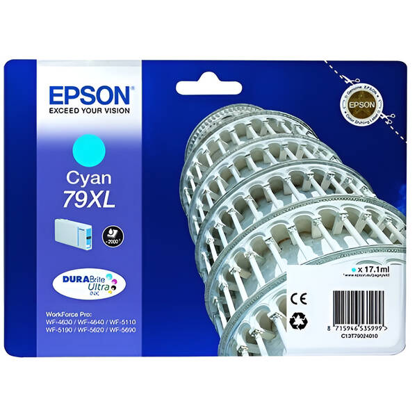 Inkoustová náplň Epson 79XL, 2000 stran azurová

