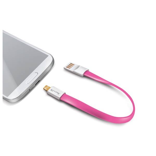 Kabel Celly magnetický microUSB růžový

