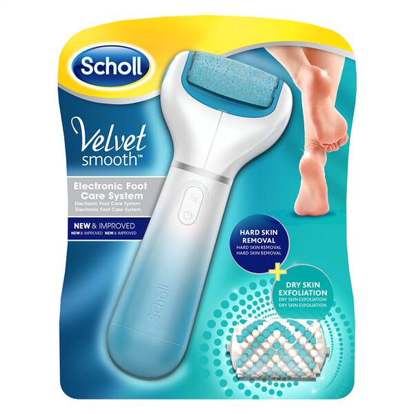 Elektrický pilník na chodidla Scholl s peelingovou hlavicí modrý/plast

