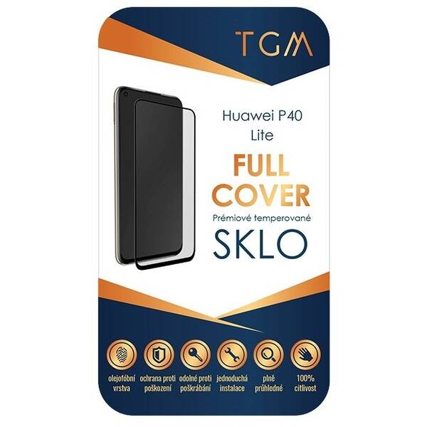 Tvrzené sklo TGM Full Cover na Huawei P40 lite černé

