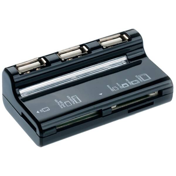 Čtečka paměťových karet Connect IT Hub Combo, microSD + SD + 3x USB 2.0 černá

