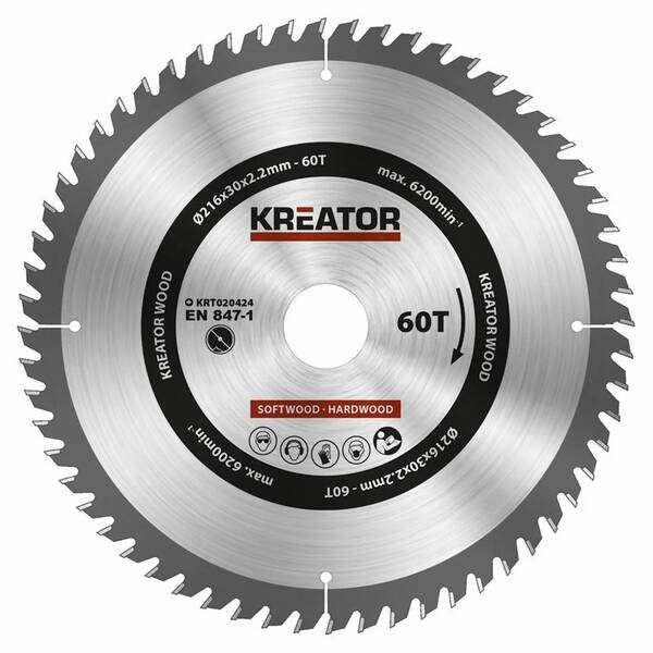 Kotouč pilový Kreator KRT020424 216mm 60T 

