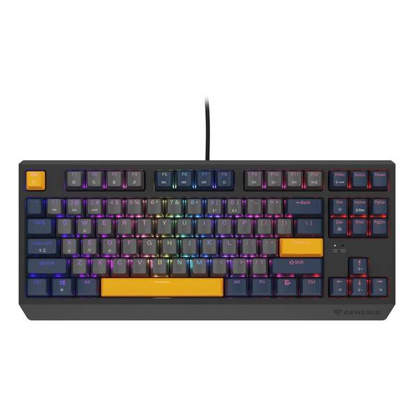 Klávesnice Genesis THOR 230, TKL, RGB, Outemu Panda, US layout, šedo-modrá, černá 

