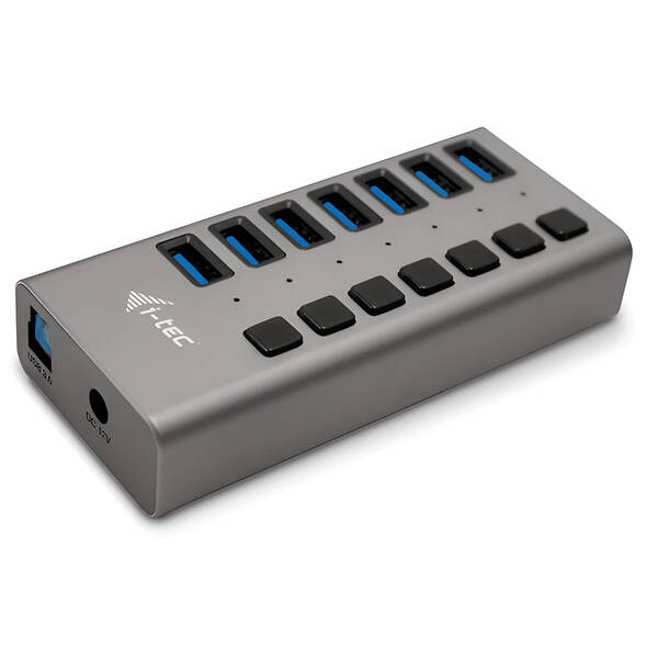 USB Hub i-tec 7x USB 3.0, 36W stříbrný

