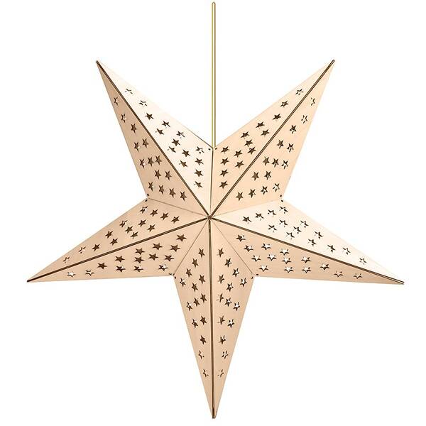 LED dekorace Solight dřevěná vánoční hvězda, závěsná, časovač, 20x LED, 65cm, 2x AA 

