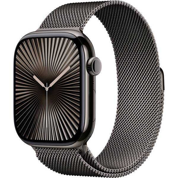 Chytré hodinky Apple GPS + Cellular 46mm pouzdro z břidlicově šedého titanu - břidlicově šedý milánský tah - M/L 

