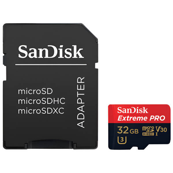 Paměťová karta SANDISK 32GB UHS-I U3 (100R/90W) + adaptér černá


