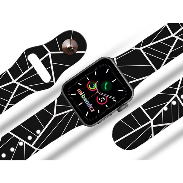 Řemínek Mi-Band na Apple Watch 42/44/45/49 mm - motiv Mnohoúhelníky, černý 

