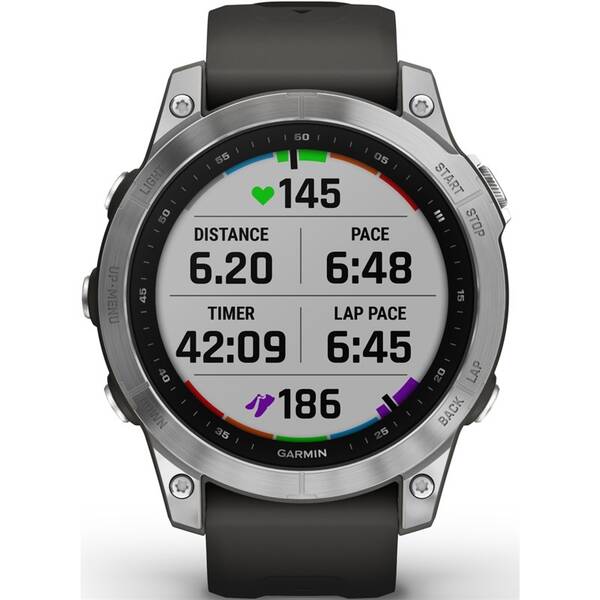 Chytré hodinky Garmin fenix 7 Glass - Silver / Graphite Silicone Band 

