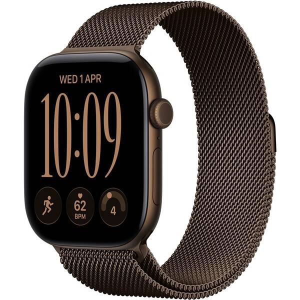 Chytré hodinky Apple GPS + Cellular 46 mm tmavě bronzový hliník, tmavě bronzový milánský tah - S/M 

