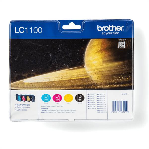 Inkoustová náplň Brother LC-1100, 1x450 stran, 3x325 stran, CMYK 

