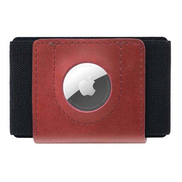 Peněženka FIXED Tiny Wallet pro AirTag z pravé hovězí kůže červená

