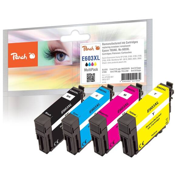 Inkoustová náplň Peach Epson 603XL, T03A6, MultiPac, 1x11, 3x 6  ml vícebarevná

