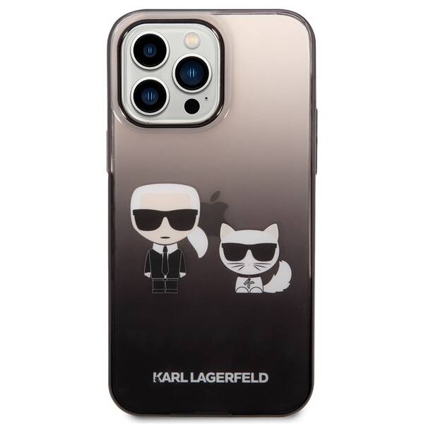 Kryt na mobil Karl Lagerfeld Gradient Karl and Choupette na Apple iPhone 14 Pro Max černý

