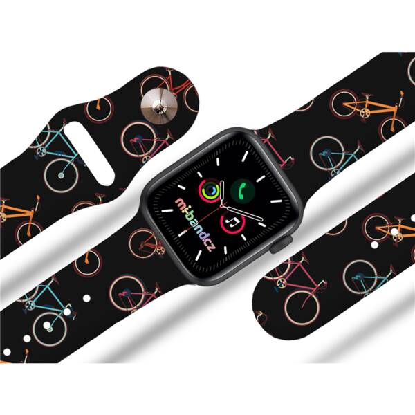 Řemínek Mi-Band na Apple Watch 42/44/45/49 mm - motiv Kolo, černý 

