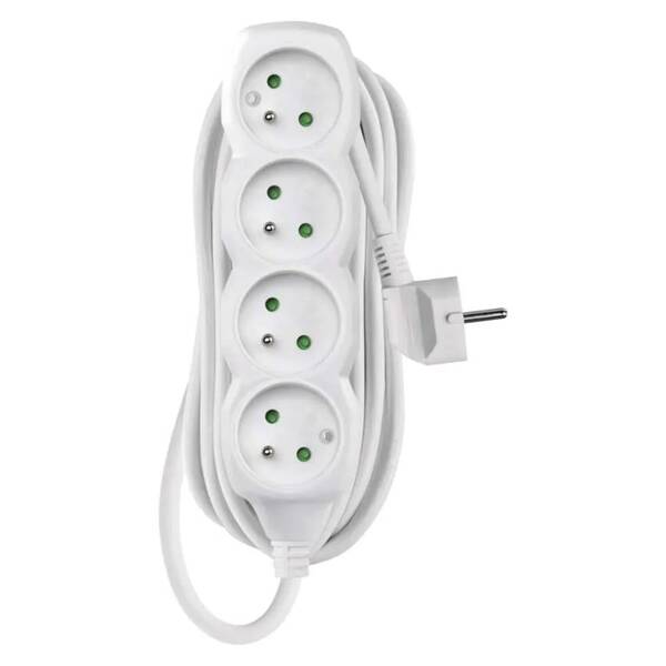 Kabel prodlužovací EMOS 4x zásuvka, 5m bílý

