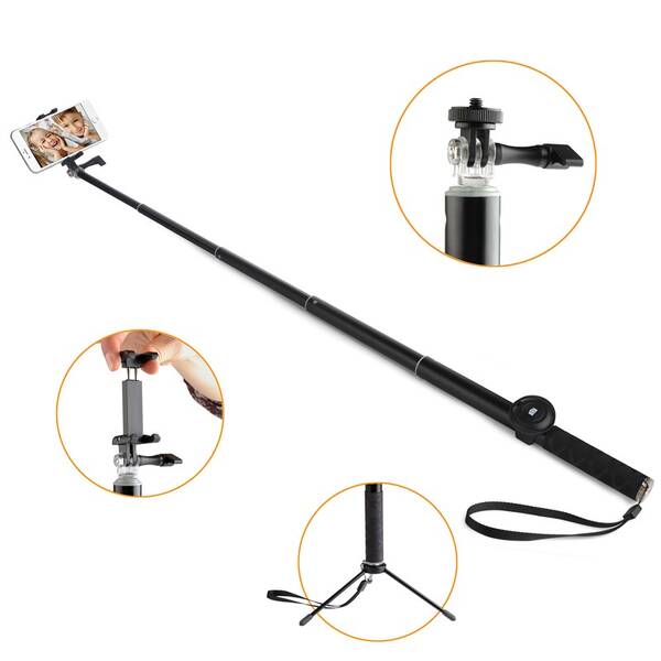 Selfie tyč GoGEN 4 teleskopická, bluetooth černá

