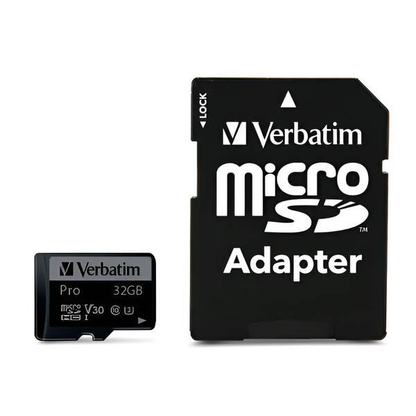 Paměťová karta Verbatim microSDHC 32GB UHS-I V30 U3 (90R/45W) + adaptér 

