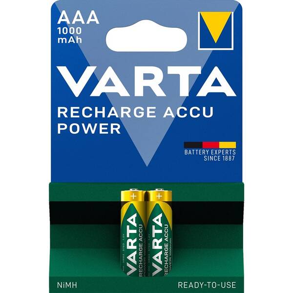 Baterie nabíjecí Varta AAA, HR06, 1000mAh, Ni-MH, blistr 2ks 

