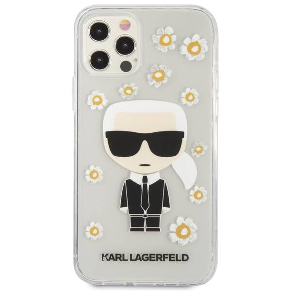 Kryt na mobil Karl Lagerfeld Flower na Apple iPhone 12/12 Pro průhledný

