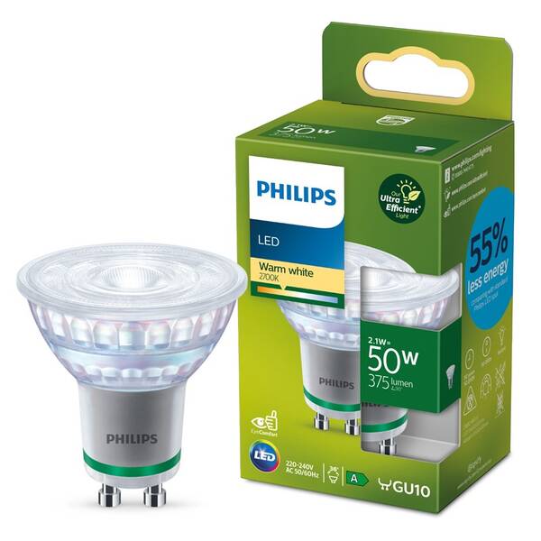 Žárovka LED Philips 50W, GU10, teplá bílá 

