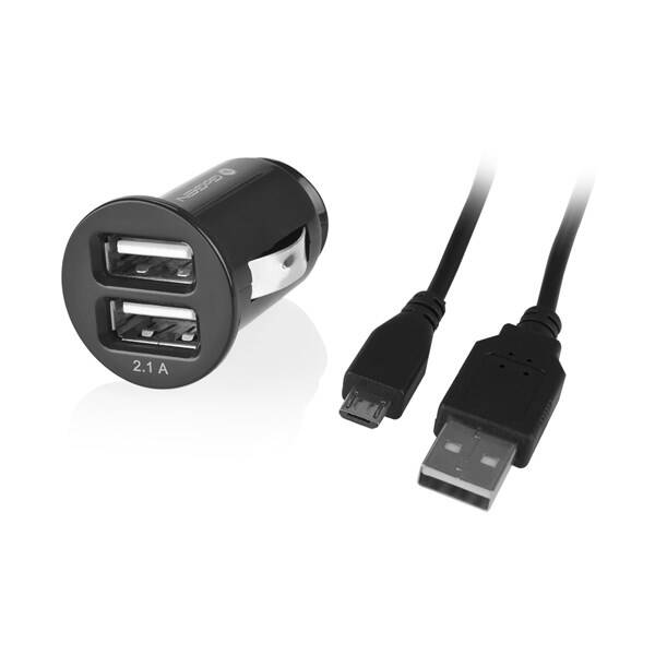 Adaptér do auta GoGEN CH 22 C, 2x USB + microUSB kabel 1,2m černá

