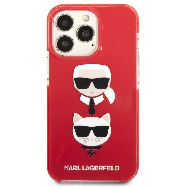 Kryt na mobil Karl Lagerfeld Karl and Choupette Heads na Apple iPhone 13 Pro červený

