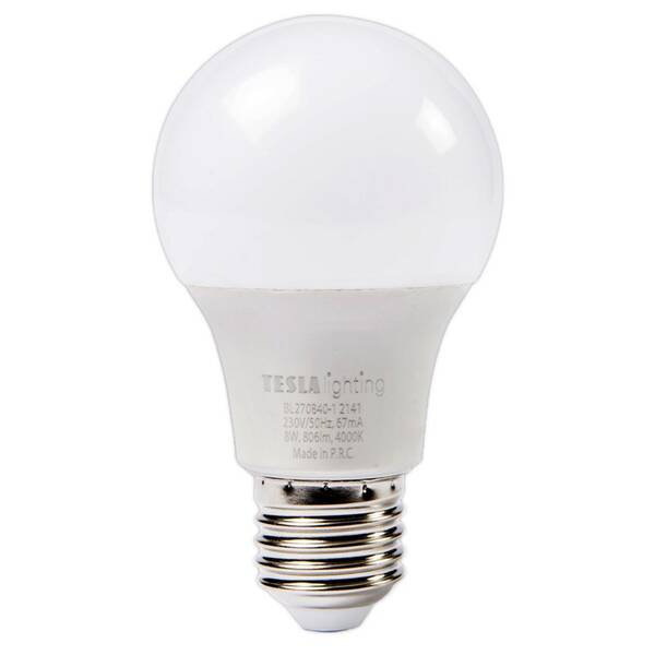Žárovka LED Tesla Lightning klasik E27, 8W, denní bílá 

