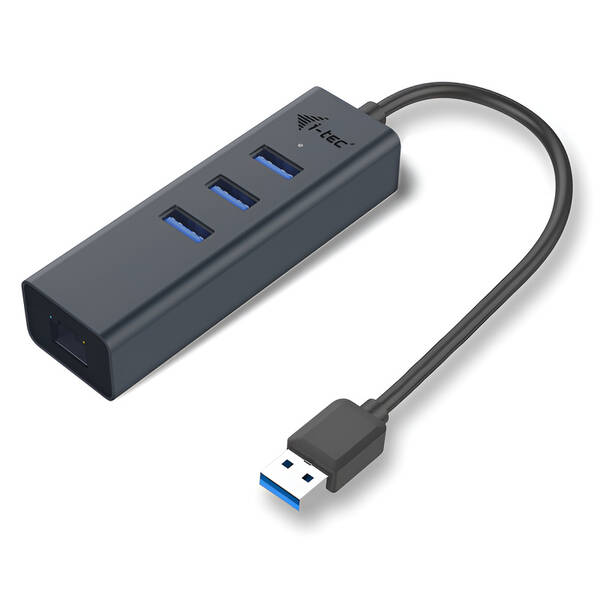 USB Hub i-tec USB 3.0 / 3x USB 3.0 + LAN šedý

