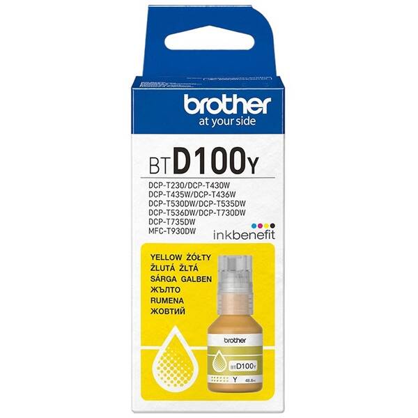 Inkoustová náplň Brother BTD100Y, 5000 stran žlutá

