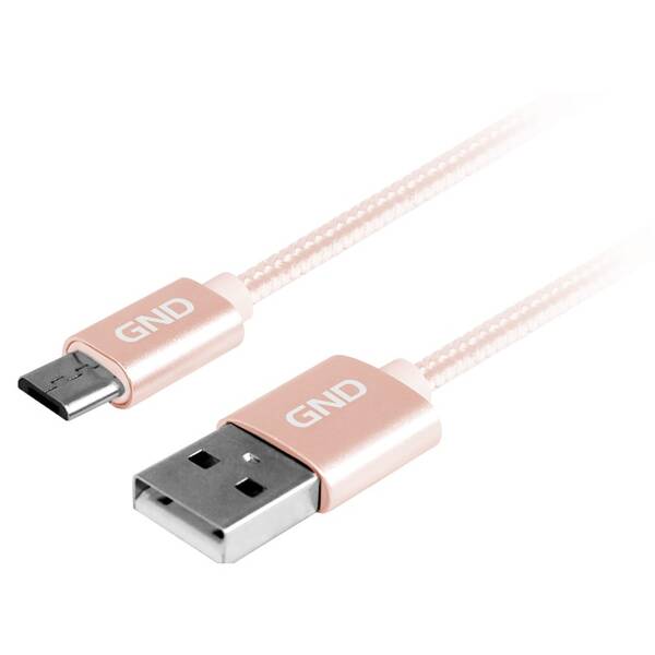 Kabel GND USB / micro USB, 2m, opletený zlatý

