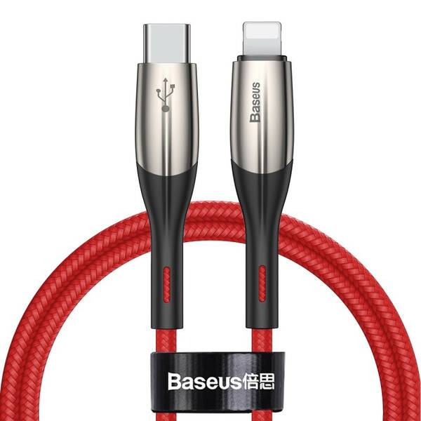 Kabel Baseus USB-C/Lightning, 18W, 1m červený

